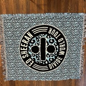 Ed Sheeran Divide World Tour Throw Blanket Blue White Leopard Print 4'x5'